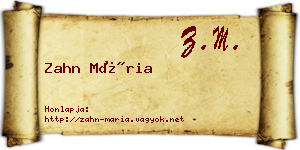Zahn Mária névjegykártya